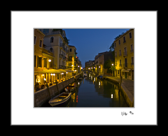 Restaurant at Night - Venice, Italy (7266_NightCanalRestaurant) - Damian Kolbay Photography
