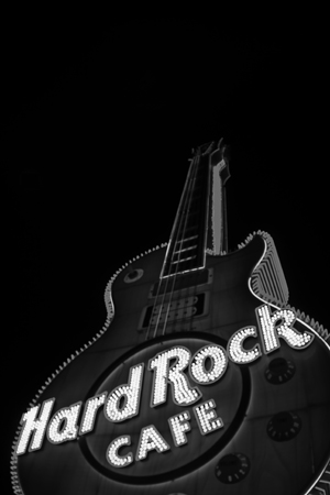 Looking up at the Hard Rock Cafe Guitar - Black and White - IMG_3720_bw